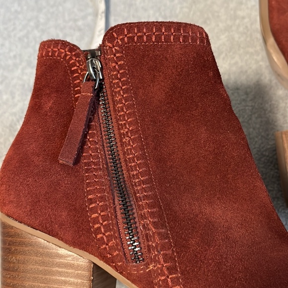 Sole Society Suede Boots Booties Size 7.5 Ankle Block Heel Boho Western - Picture 10 of 11